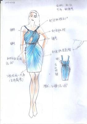 荷叶短裙手绘效果图-婚纱礼服设计-服装设计